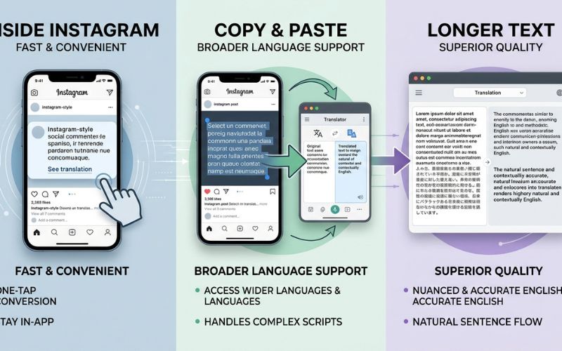 Instagram Translation vs. Google Translate and Other Tools