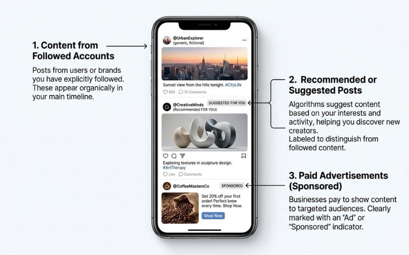 Suggested Posts vs. Ads vs. Suggested Accounts